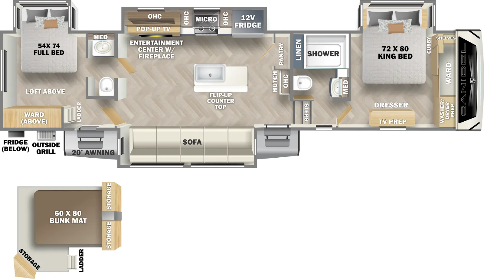 Sanibel 3602DSWB - DSO Floorplan